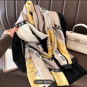 Chic Yellow and Gray Designer Scarf New